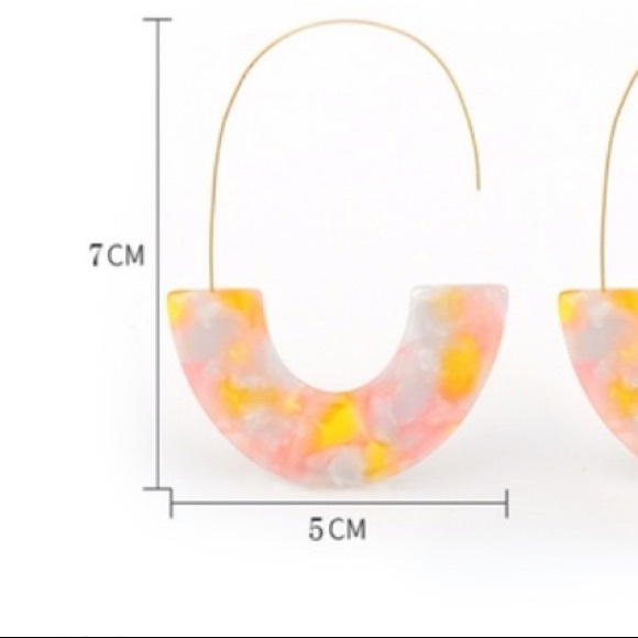 Multi color tan resin acrylic statement hoops - Picture 2 of 2